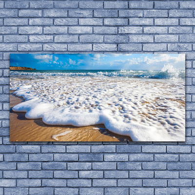 Canvas print Beach cliff sea sand nature blue brown