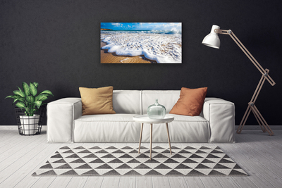 Canvas print Beach cliff sea sand nature blue brown