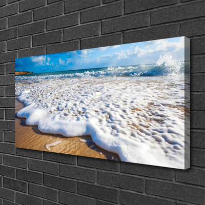 Canvas print Beach cliff sea sand nature blue brown