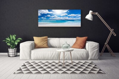 Canvas print North sea beach clouds landscape blue white