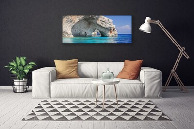 Canvas print Cliff sea lake water landscape blue white