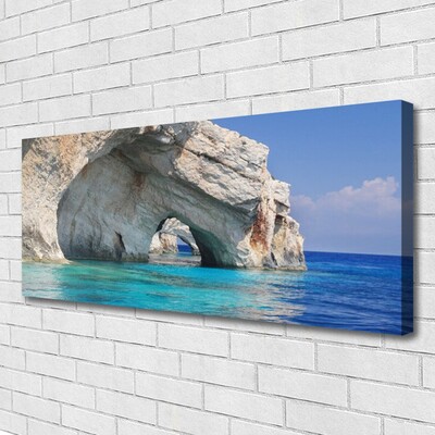 Canvas print Cliff sea lake water landscape blue white