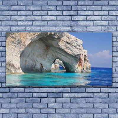 Canvas print Cliff sea lake water landscape blue white