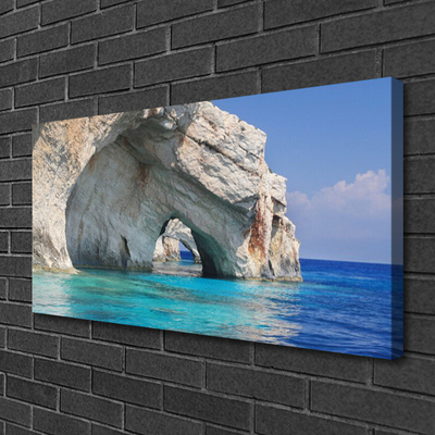 Canvas print Cliff sea lake water landscape blue white