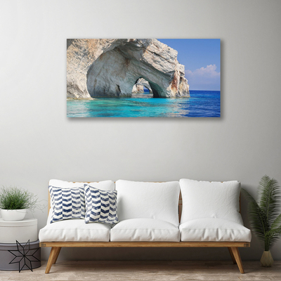 Canvas print Cliff sea lake water landscape blue white