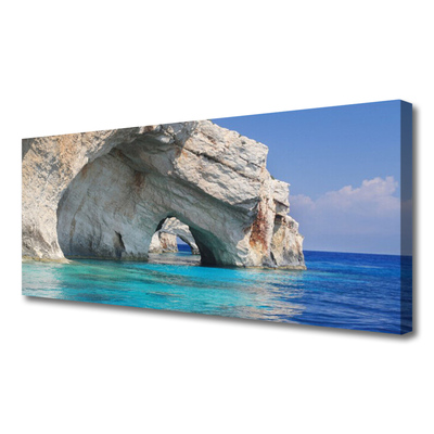 Canvas print Cliff sea lake water landscape blue white