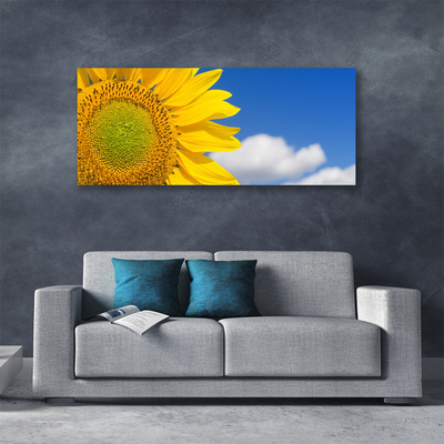 Canvas print Sunflower clouds floral yellow gold blue