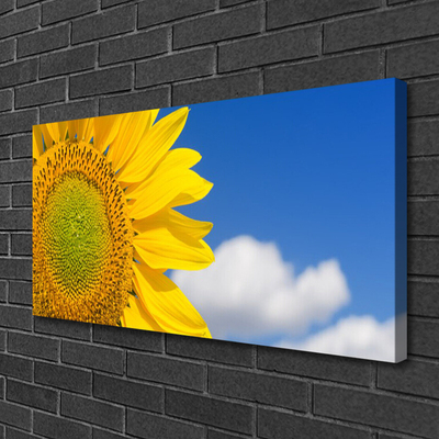 Canvas print Sunflower clouds floral yellow gold blue