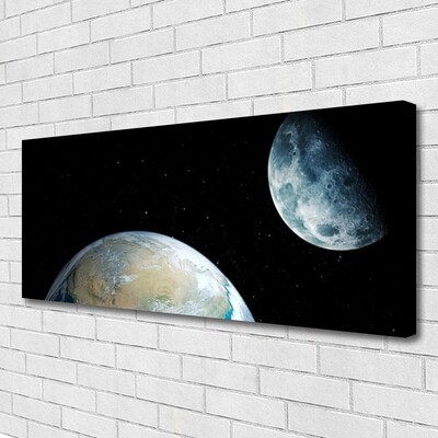 Canvas print Moon earth space universe black blue grey