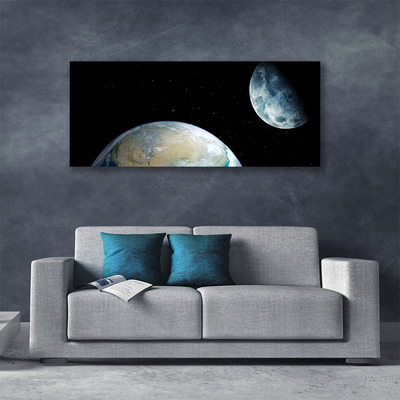 Canvas print Moon earth space universe black blue grey