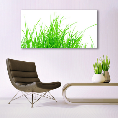 Canvas print Grass floral green white