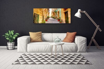 Canvas print Old town street houses multi