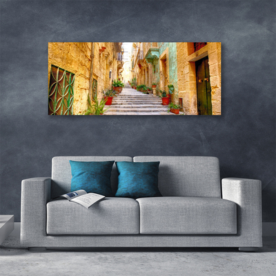Canvas print Old town street houses multi