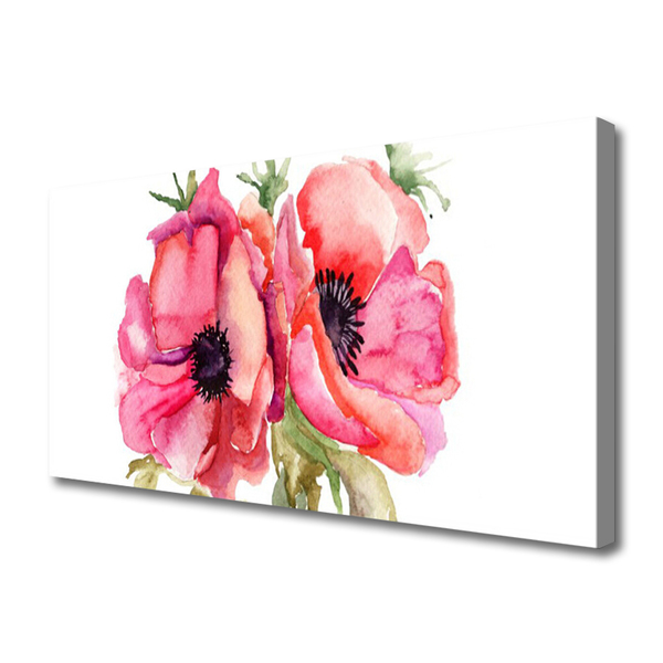 Canvas print Flowers watercolor floral red pink green