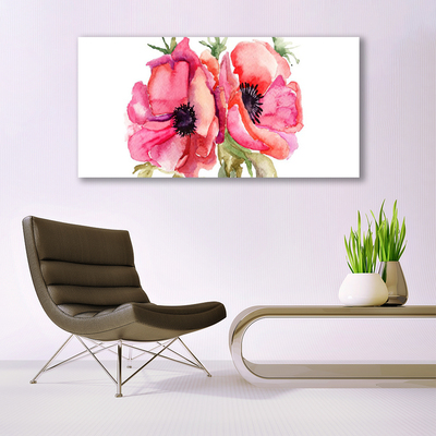 Canvas print Flowers watercolor floral red pink green