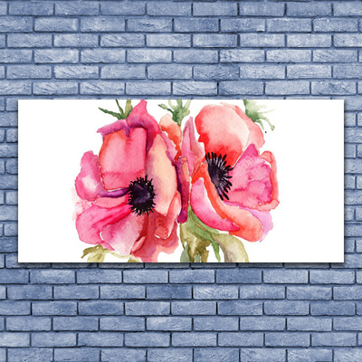 Canvas print Flowers watercolor floral red pink green