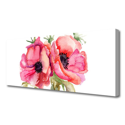 Canvas print Flowers watercolor floral red pink green