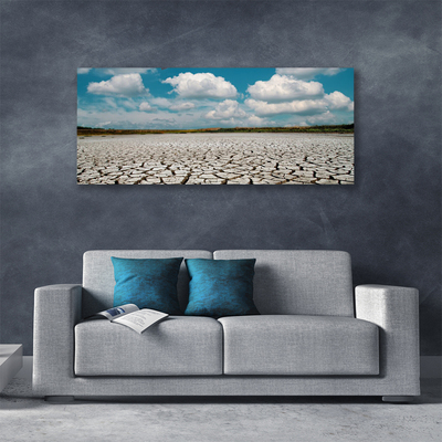 Canvas print Dried river bed landscape brown blue white