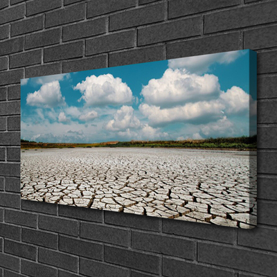 Canvas print Dried river bed landscape brown blue white