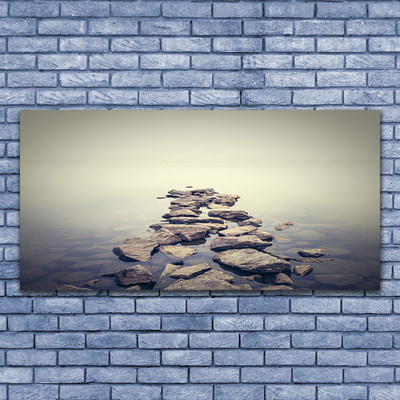 Canvas print Stones water landscape white grey