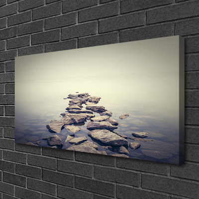 Canvas print Stones water landscape white grey