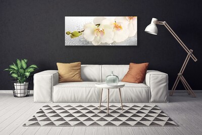 Canvas print Flowers floral white grey