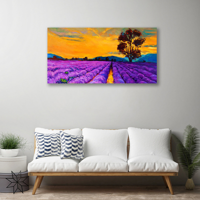 Canvas print Field landscape purple yellow brown