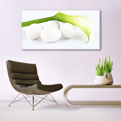 Canvas print Eggs floral white green