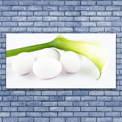 Canvas print Eggs floral white green