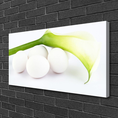 Canvas print Eggs floral white green