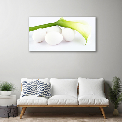 Canvas print Eggs floral white green