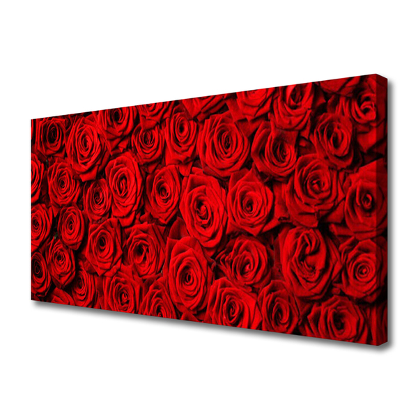 Canvas print Roses floral red green white