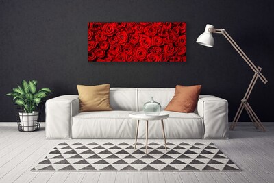 Canvas print Roses floral red green white