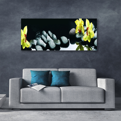 Canvas print Flower stones floral yellow black