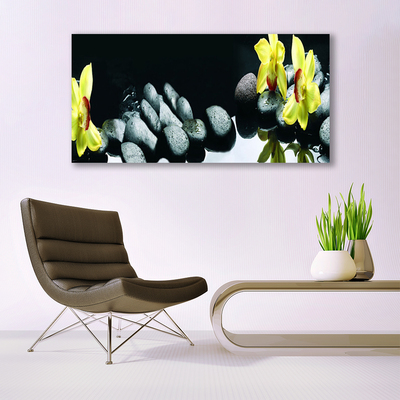 Canvas print Flower stones floral yellow black