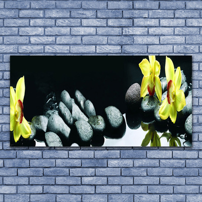 Canvas print Flower stones floral yellow black