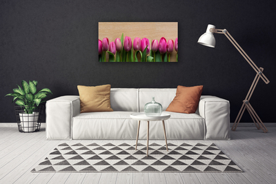 Canvas print Flowers floral pink green brown
