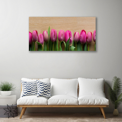 Canvas print Flowers floral pink green brown