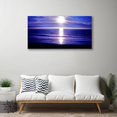 Canvas print Sea sun landscape white purple