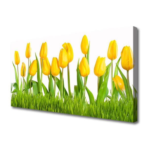 Canvas print Tulips floral yellow green white