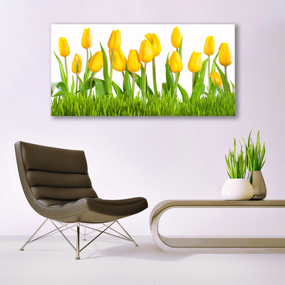 Canvas print Tulips floral yellow green white