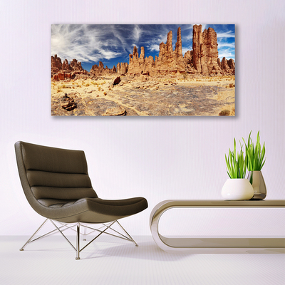 Canvas print Desert landscape brown white blue