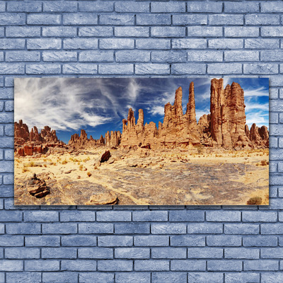 Canvas print Desert landscape brown white blue