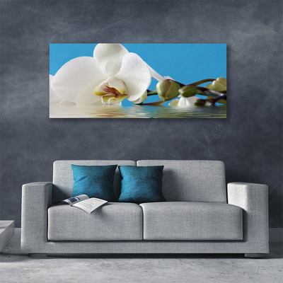 Canvas print Flower floral white green blue