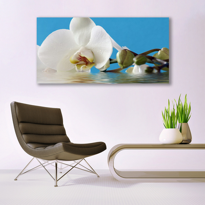 Canvas print Flower floral white green blue