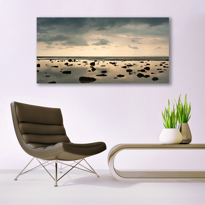 Canvas print Water landscape grey