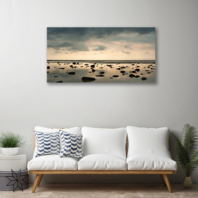 Canvas print Water landscape grey