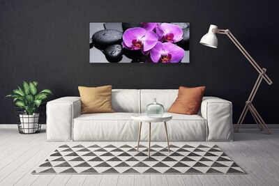 Canvas print Flower stones floral purple black