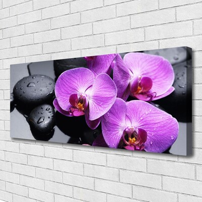 Canvas print Flower stones floral purple black