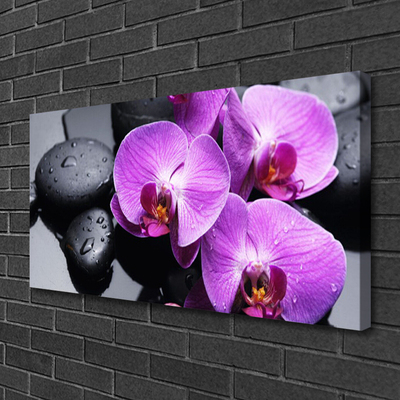 Canvas print Flower stones floral purple black